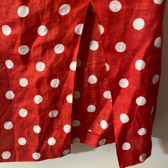 VINTAGE 70s MILA SCHON LINEN POLKA DOT PINUP DRESS - Picture 5 of 10